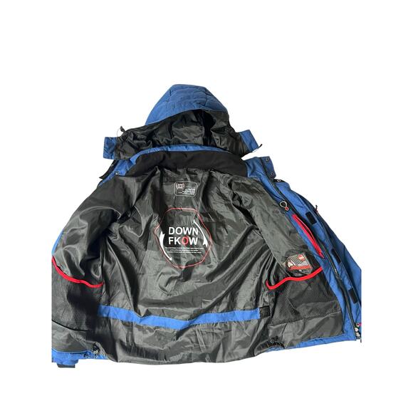 Down Fkow Blue Hooded Winter Ski Jacket 3XL (Fits Smaller) - Picture 4 of 13